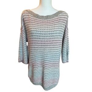 Sunday Knit Sweater Size Medium Multi-Color 3/4 sleeve